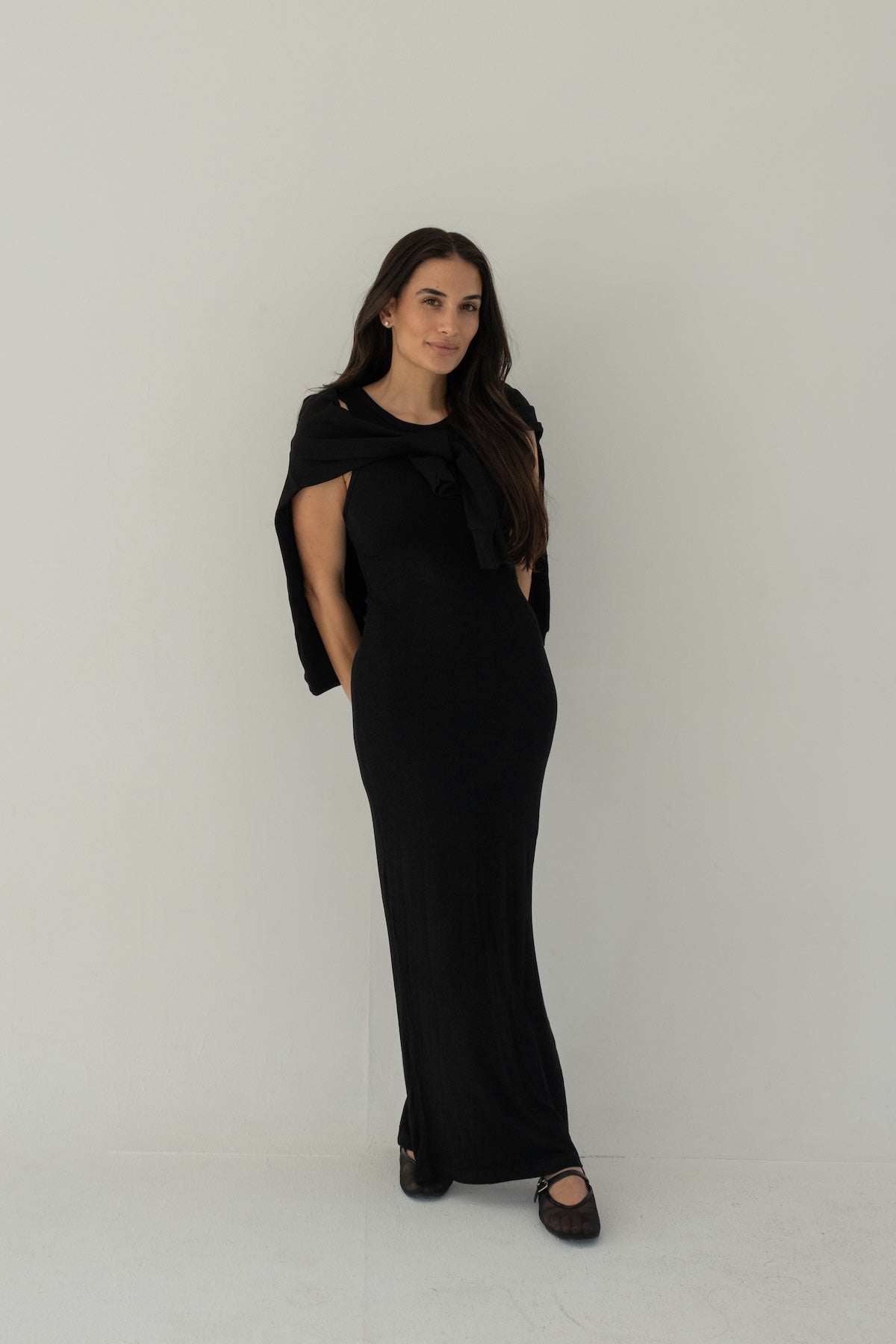 andmary Adele ribbon tank Black 黒 Easy Tank Dress - Tencel Viscose - Black – Natalie Busby