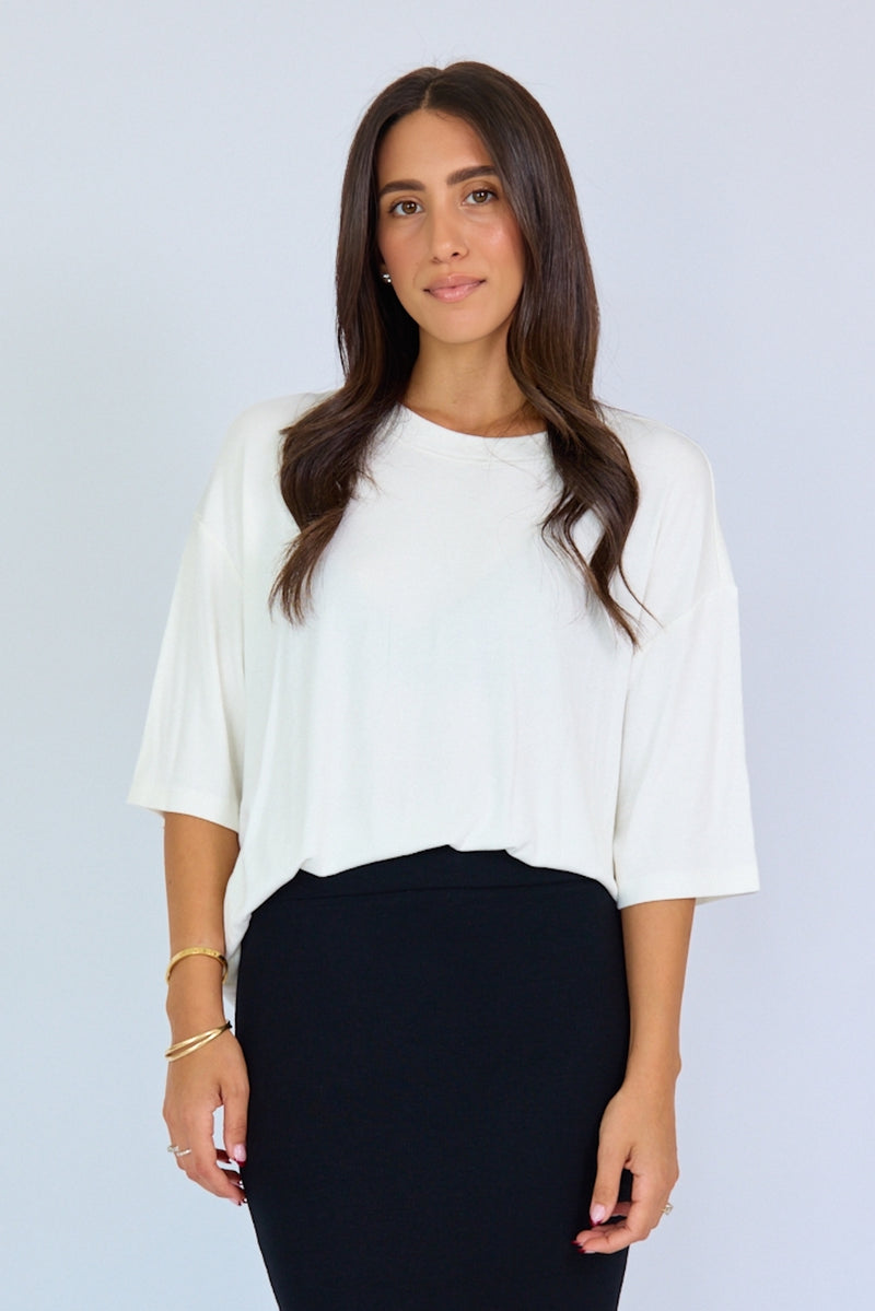 The Ribbed Boxy Tee White