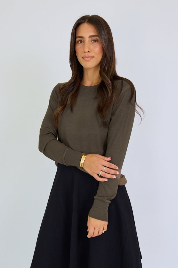 The Ribbed Long Sleeve Tee Olive