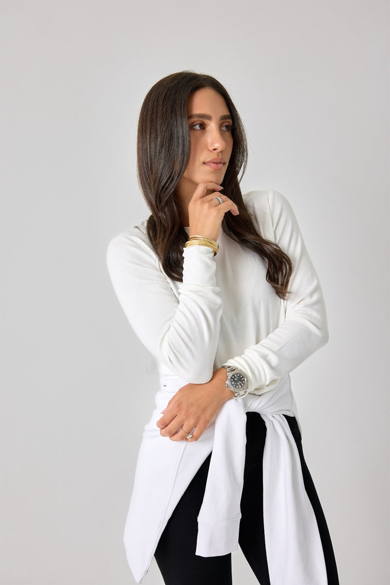 The Ribbed Long Sleeve Tee White