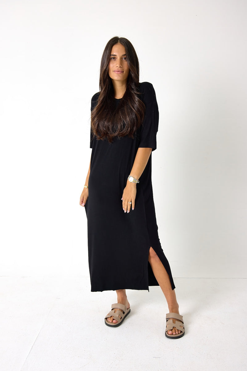 long black t shirt dress Black Plus Long Sleeve T-Shirt Dress
