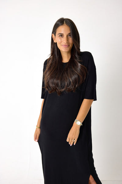 The Ribbed Midi T-Shirt Dress Black M