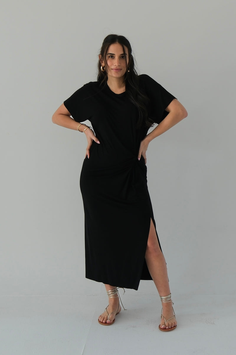 The Midi Knot Dress Black