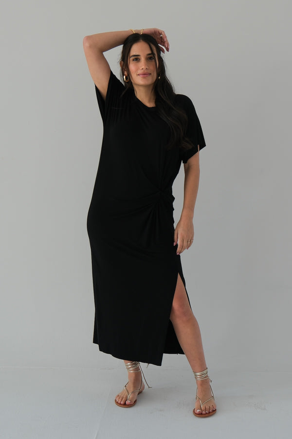 The Midi Knot Dress Black