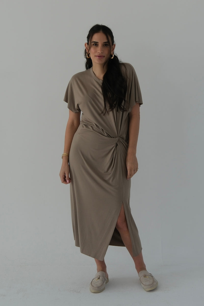 The Midi Knot Dress Clay