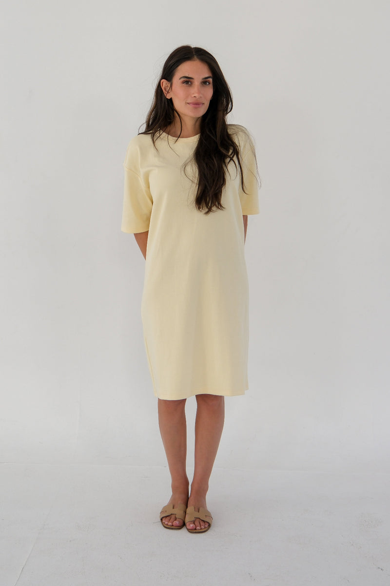 pale yellow shirt dress Women's Shape Pale Yellow Tailored A-line Shirt Dress