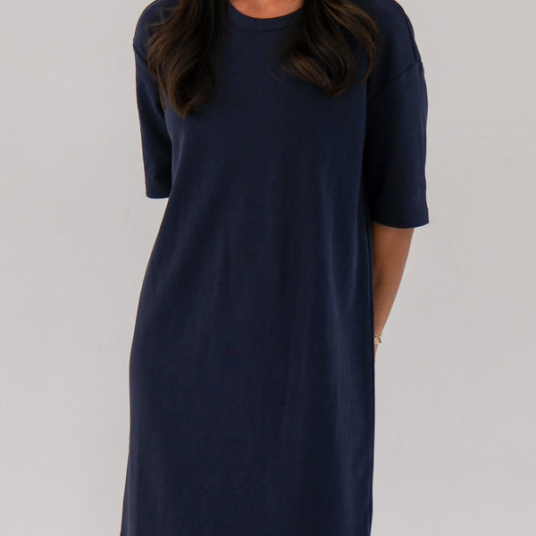 navy tee shirt dress Old Navy Women's Vintage Crew-Neck Mini T-Shirt Dress - Blue