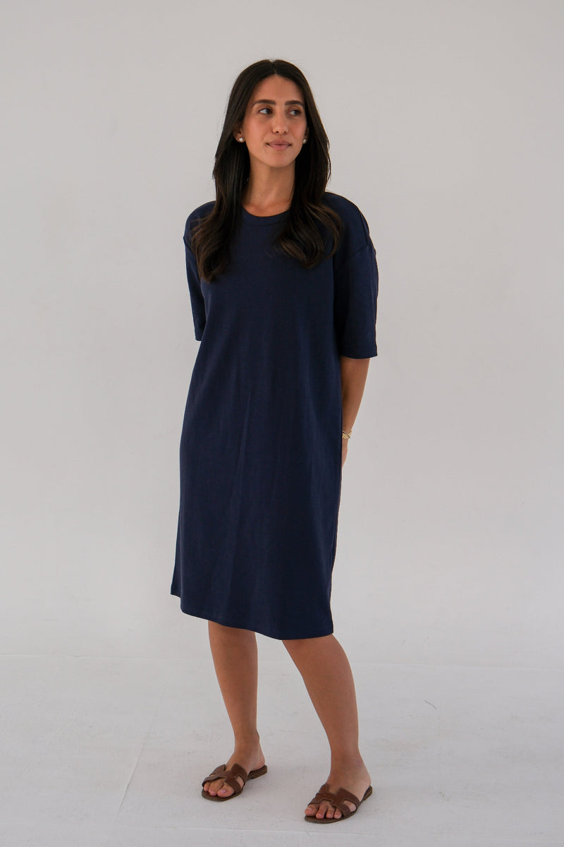 blue tee shirt dress Midi Tee Shirt Dress
