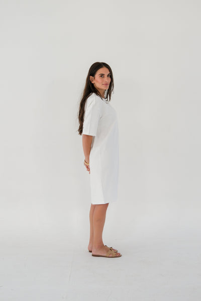 cute white t shirt dress The Carley Off White Dress Made in USA Jersey T-Shirt Dress with Lac